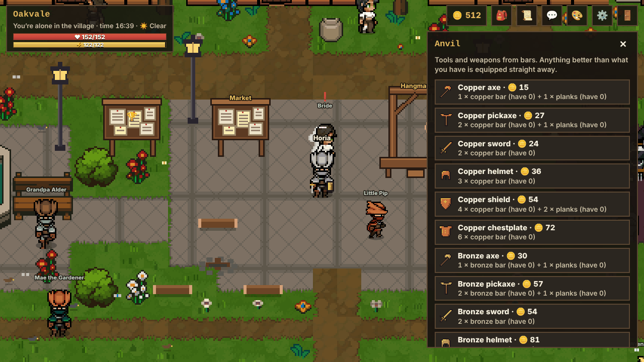 The Anvil: tools, weapons and armour from your own bars.